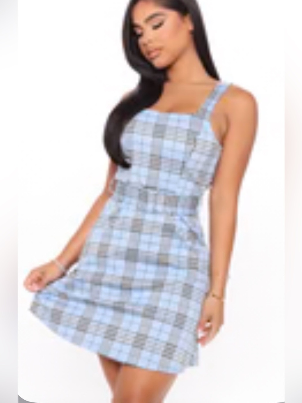 Fashion Nova Love Tree Blue Plaid Mini Dress